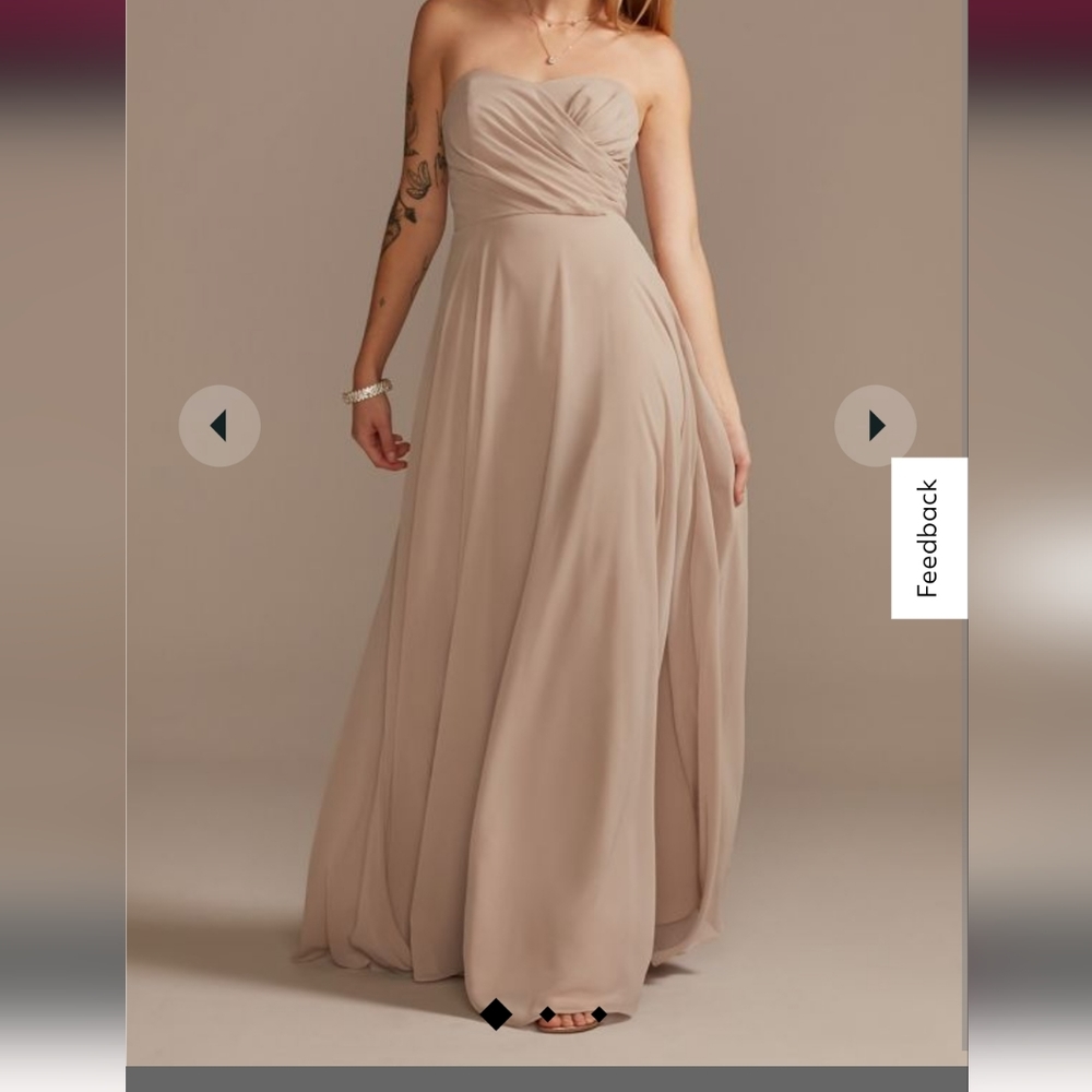 David's Bridal Biscotti strapless chiffon Bridesmaid Dress